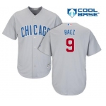 Men's Chicago Cubs #9 Javier Baez Gray Road Cool Base Jersey By Majestic