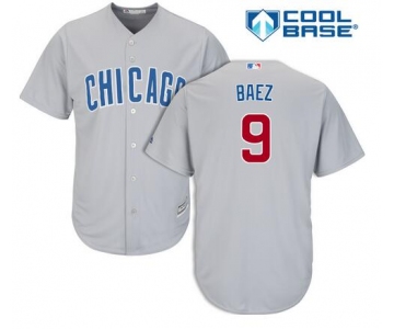 Men's Chicago Cubs #9 Javier Baez Gray Road Cool Base Jersey By Majestic