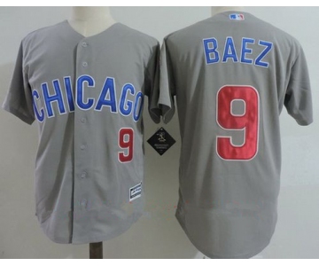 Men's Chicago Cubs #9 Javier Baez Gray Road with Small Number Stitched MLB Majestic Cool Base Jersey