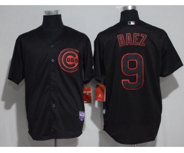 Men's Chicago Cubs #9 Javier Baez Lights Out Black Fashion Stitched MLB Majestic Cool Base Jersey