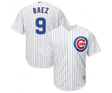 Men's Chicago Cubs 9 Javier Baez Majestic White Home Cool Base Player Jersey