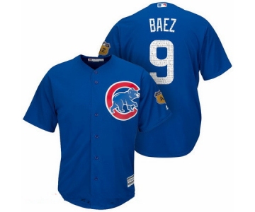 Men's Chicago Cubs #9 Javier Baez Royal Blue 2017 Spring Training Stitched MLB Majestic Cool Base Jersey