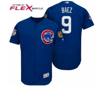Men's Chicago Cubs #9 Javier Baez Royal Blue 2017 Spring Training Stitched MLB Majestic Flex Base Jersey