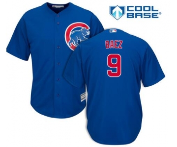 Men's Chicago Cubs #9 Javier Baez Royal Blue Cool Base Baseball Jersey