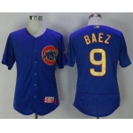 Men's Chicago Cubs #9 Javier Baez Royal Blue World Series Champions Gold Stitched MLB Majestic 2017 Flex Base Jersey