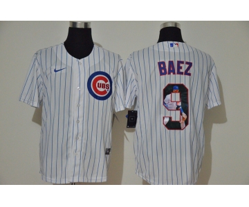 Men's Chicago Cubs #9 Javier Baez White Unforgettable Moment Stitched Fashion MLB Cool Base Nike Jersey