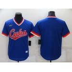 Men's Chicago Cubs Blank Blue Cooperstown Collection Stitched Throwback Jersey