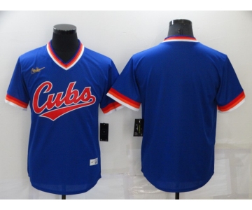 Men's Chicago Cubs Blank Blue Cooperstown Collection Stitched Throwback Jersey