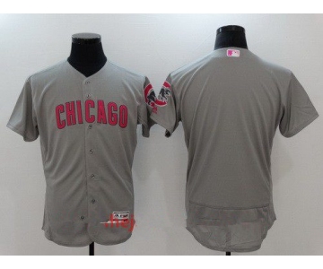Men's Chicago Cubs Blank Gray With Pink Mother's Day Stitched MLB Majestic Flex Base Jersey