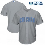 Men's Chicago Cubs Blank Gray with Baby Blue Father's Day Stitched MLB Majestic Cool Base Jersey