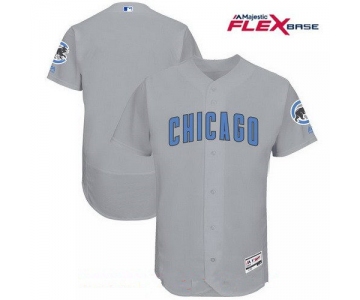 Men's Chicago Cubs Blank Gray with Baby Blue Father's Day Stitched MLB Majestic Flex Base Jersey