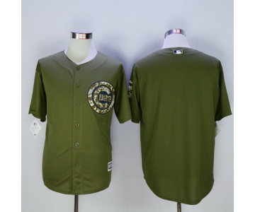 Men's Chicago Cubs Blank Green Salute to Service Cool Base Baseball Jersey