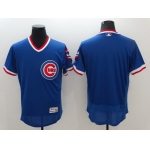 Men's Chicago Cubs Blank Retired Blue Pullover 2016 Flexbase Majestic Baseball Jersey