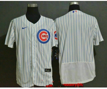 Men's Chicago Cubs Blank White Home Stitched MLB Flex Base Nike Jersey