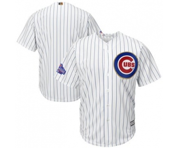Men's Chicago Cubs Blank White World Series Champions Gold Stitched MLB Majestic 2017 Cool Base Jersey
