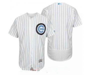 Men's Chicago Cubs Blank White with Baby Blue Father's Day Stitched MLB Majestic Flex Base Jersey