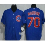 Men's Chicago Cubs Coach #70 Joe Maddon Royal Blue Stitched MLB Majestic Cool Base Jersey