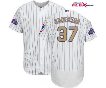 Men's Majestic Chicago Cubs #37 Brett Anderson White 2017 Gold Program Flexbase Authentic Collection MLB Jersey