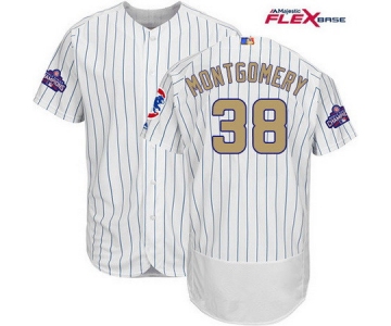 Men's Majestic Chicago Cubs #38 Mike Montgomery White 2017 Gold Program Flexbase Authentic Collection MLB Jersey