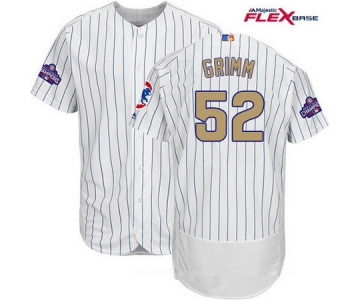 Men's Majestic Chicago Cubs #52 Justin Grimm White World Series Champions Gold Stitched MLB Majestic 2017 Flex Base Jersey