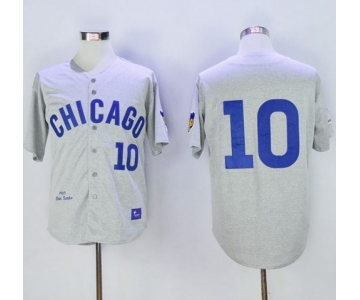 Mitchell and Ness Cubs #10 Ron Santo Stitched Grey Throwback MLB Jersey