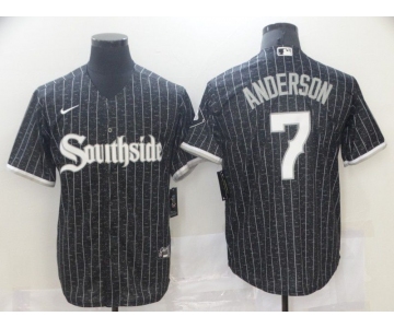 Men's Chicago White Sox #7 Tim Anderson Black 2021 City Connect Stitched MLB Cool Base Nike Jersey