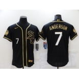 Men's Chicago White Sox #7 Tim Anderson Black 2021 Golden Edition Stitched Flex Base Nike Jersey