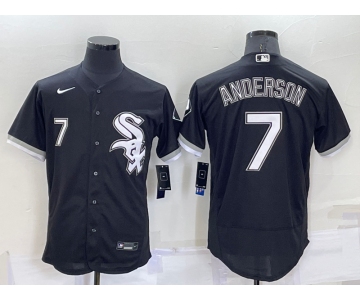 Men's Chicago White Sox #7 Tim Anderson Number Black Stitched MLB Flex Base Nike Jersey
