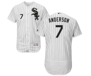 White Sox #7 Tim Anderson White(Black Strip) Flexbase Authentic Collection Stitched MLB Jersey