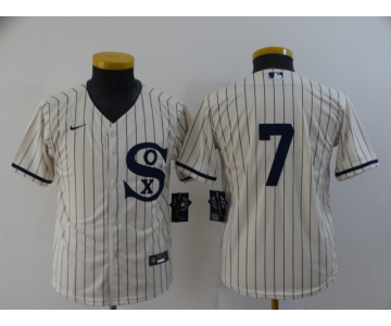 Youth Chicago White Sox #7 Tim Anderson 2021 Cream Field of Dreams Cool Base Stitched Nike Jersey