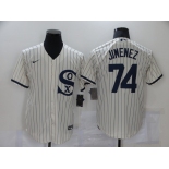 Men's Chicago White Sox #74 Eloy Jimenez 2021 Cream Field of Dreams Name Cool Base Stitched Nike Jersey