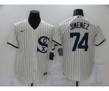 Men's Chicago White Sox #74 Eloy Jimenez 2021 Cream Field of Dreams Name Cool Base Stitched Nike Jersey