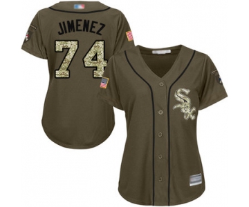 White Sox #74 Eloy Jimenez Green Salute to Service Women's Stitched Baseball Jersey