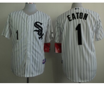 Chicago White Sox #1 Adam Eaton White With Black Pinstripe Jersey