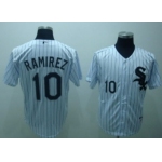 Chicago White Sox #10 Alexei Ramirez White With Black Pinstripe Jersey