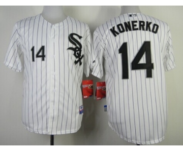 Chicago White Sox #14 Paul Konerko White With Black Pinstripe Jersey