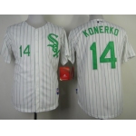 Chicago White Sox #14 Paul Konerko White With Green Pinstripe Jersey