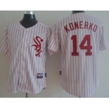 Chicago White Sox #14 Paul Konerko White With Red Pinstripe Jersey
