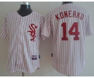 Chicago White Sox #14 Paul Konerko White With Red Pinstripe Jersey