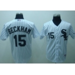 Chicago White Sox #15 Gordon Beckham White With Black Pinstripe Jersey