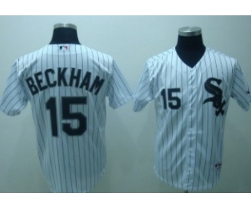 Chicago White Sox #15 Gordon Beckham White With Black Pinstripe Jersey