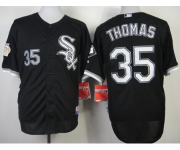 Chicago White Sox #35 Frank Thomas Black 75TH Patch Jersey