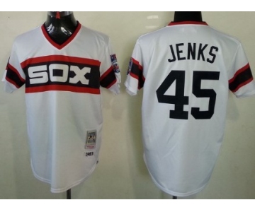 Chicago White Sox #45 Bobby Jenks 1983 White Pullover Throwback Jersey