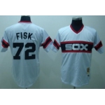 Chicago White Sox #72 Carlton Fisk 1983 White Pullover Throwback Jersey