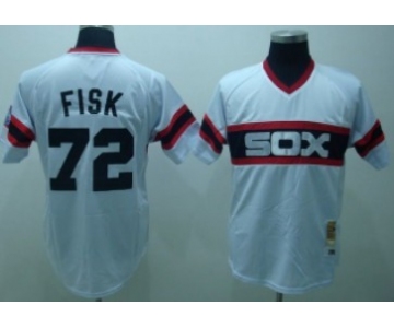 Chicago White Sox #72 Carlton Fisk 1983 White Pullover Throwback Jersey