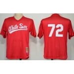 Chicago White Sox #72 Carlton Fisk 1990 Mesh BP Red Throwback Jersey