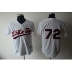 Chicago White Sox #72 Carlton Fisk 1990 White Buttons Throwback Jersey