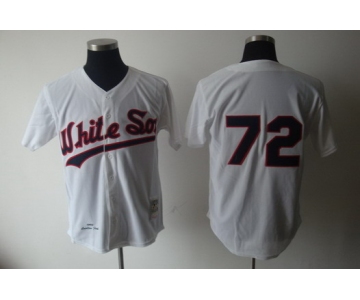 Chicago White Sox #72 Carlton Fisk 1990 White Buttons Throwback Jersey
