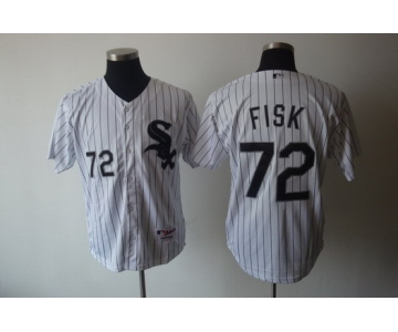Chicago White Sox #72 Carlton Fisk White With Black Pinstripe Jersey