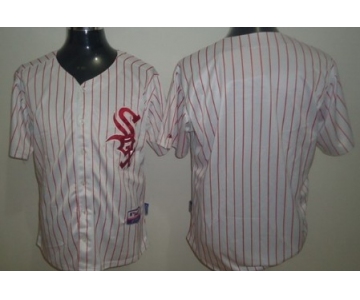 Chicago White Sox Blank White With Red Pinstripe Jersey